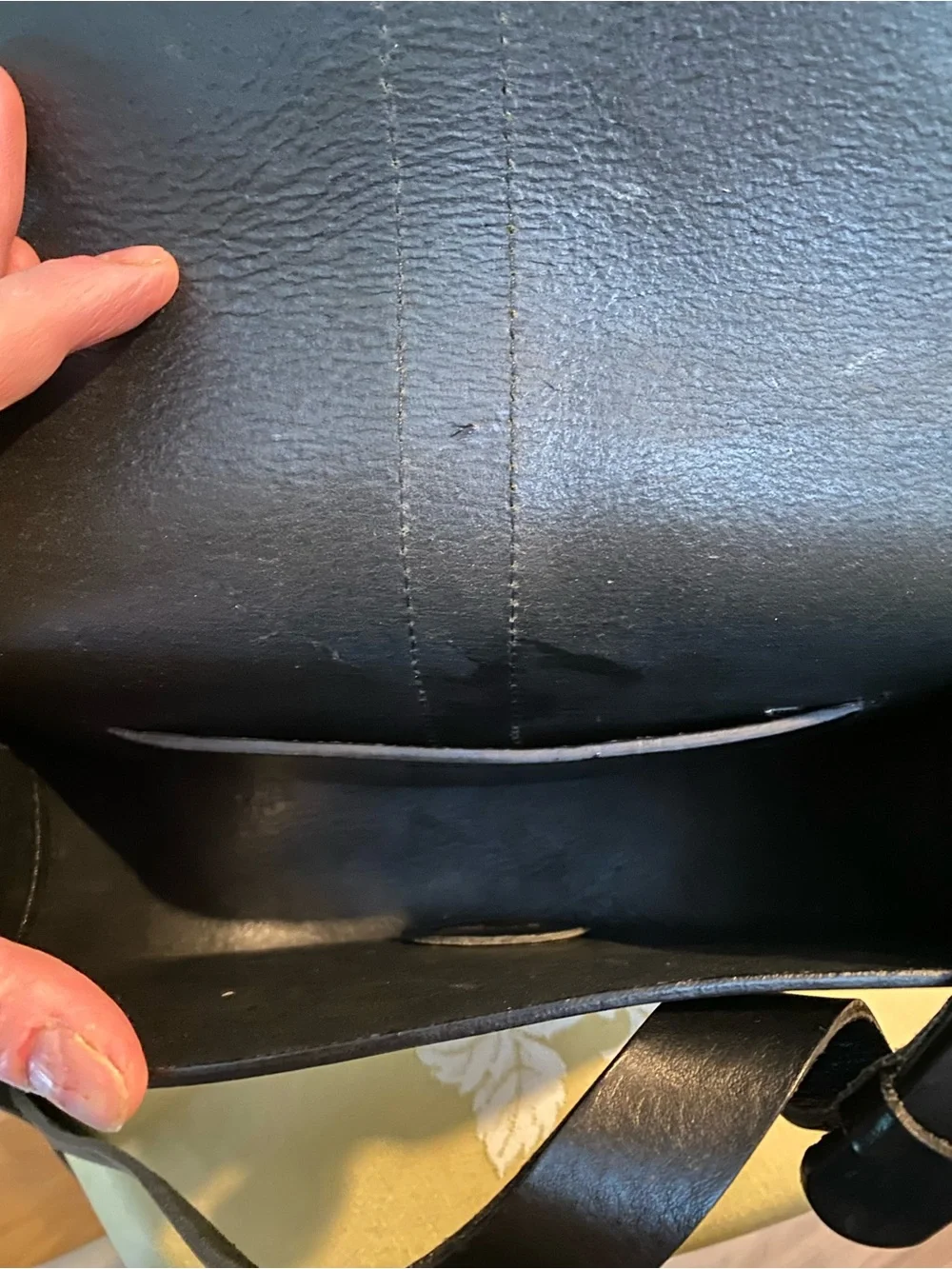 Sezane Vintage Sac Claude Black Leather Saddle Bag